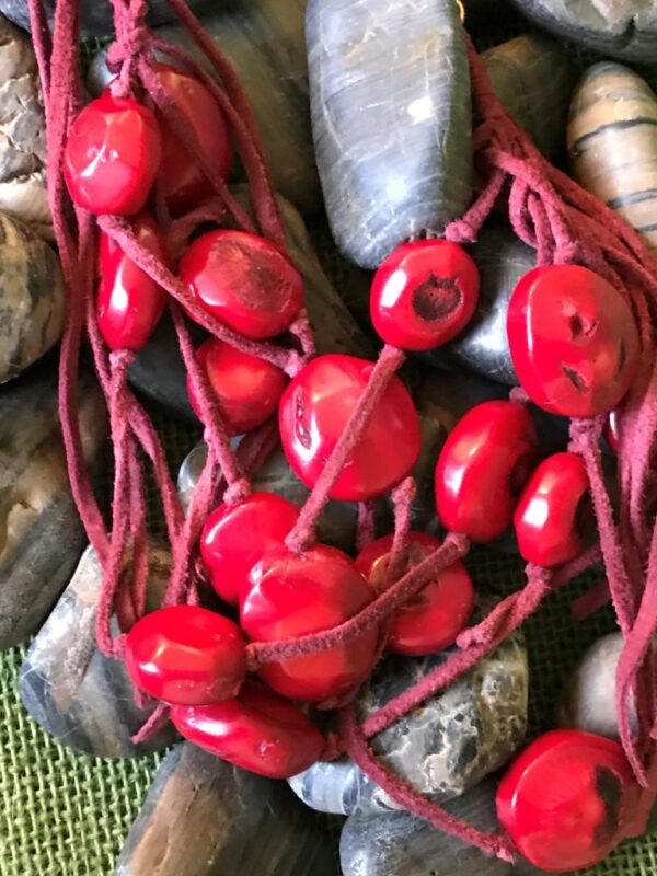 Red Boho Necklace, Kenneth Cole Necklace, Rock And Suede