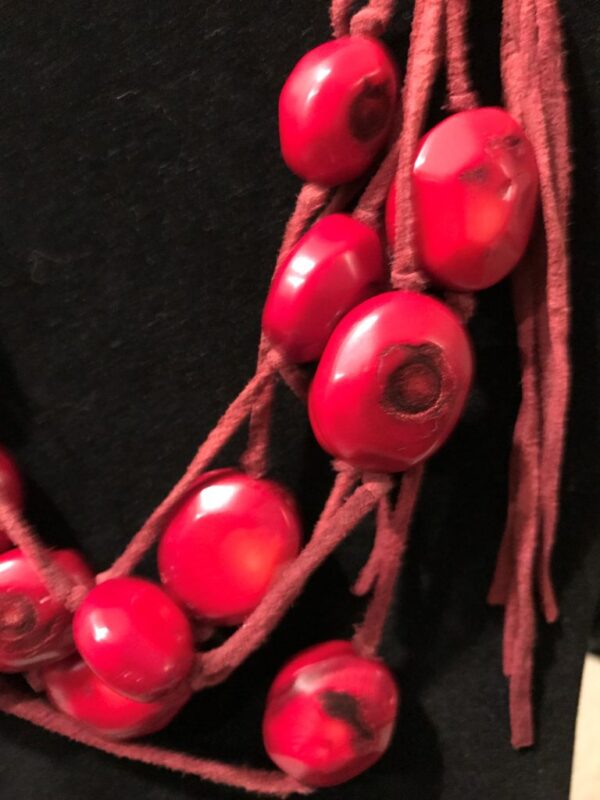 Red Boho Necklace, Kenneth Cole Necklace, Rock And Suede