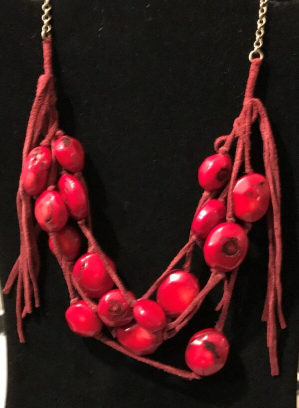 Red Boho Necklace, Kenneth Cole Necklace, Rock And Suede