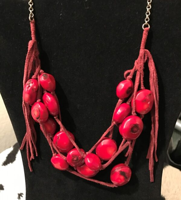 Red Boho Necklace, Kenneth Cole Necklace, Rock And Suede