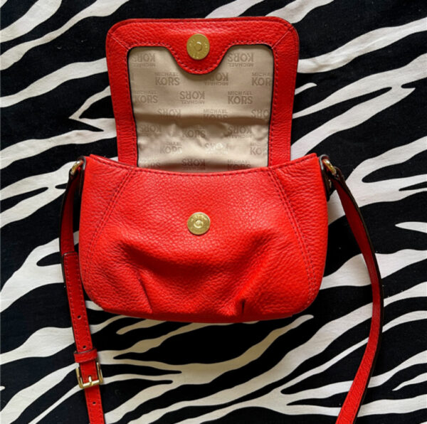 Red Leather Michael Kors Crossbody Bag