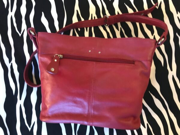 Red Leather Stone Mountain Crossbody Hobo Bag