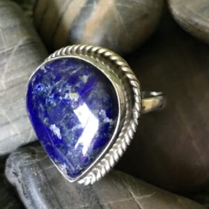Tear-Shaped Lapis Lazuli Sterling Silver Ring, Lapis Ring, Sterling Silver Ring