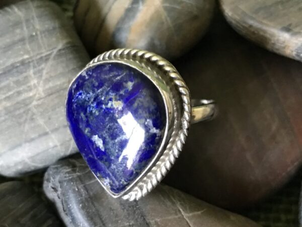 Tear-Shaped Lapis Lazuli Sterling Silver Ring, Lapis Ring, Sterling Silver Ring