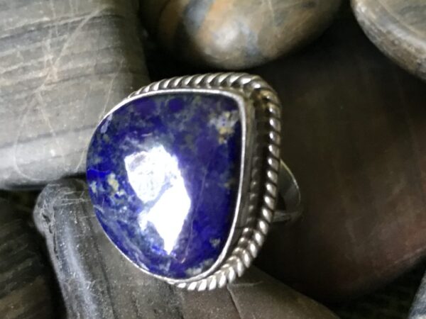 Tear-Shaped Lapis Lazuli Sterling Silver Ring, Lapis Ring, Sterling Silver Ring