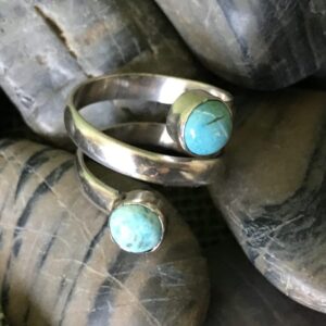 Turquoise Sterling Silver Ring, Spiral Ring, Sterling Silver Ring, Turquoise Ring