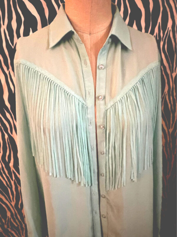 Turquoise Western Shirt With Fringe Mags and Pye Clubwear