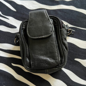 Unisex Black Leather Micro Bag