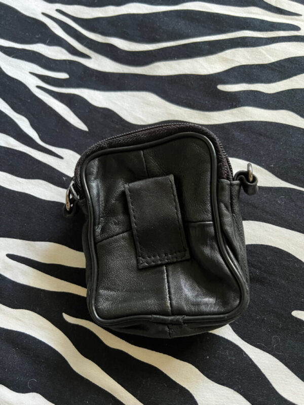 Unisex Black Leather Micro Bag