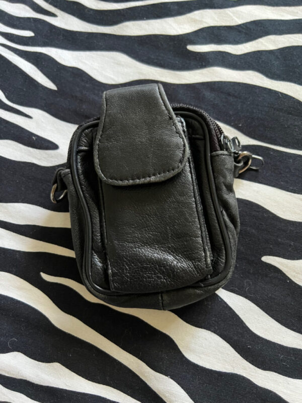 Unisex Black Leather Micro Bag