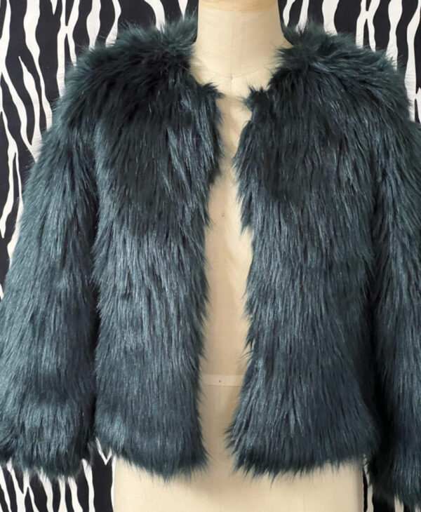 Urban Outfitters Kimchi Blue Emerald Feather Faux Fur Cropped Jacket
