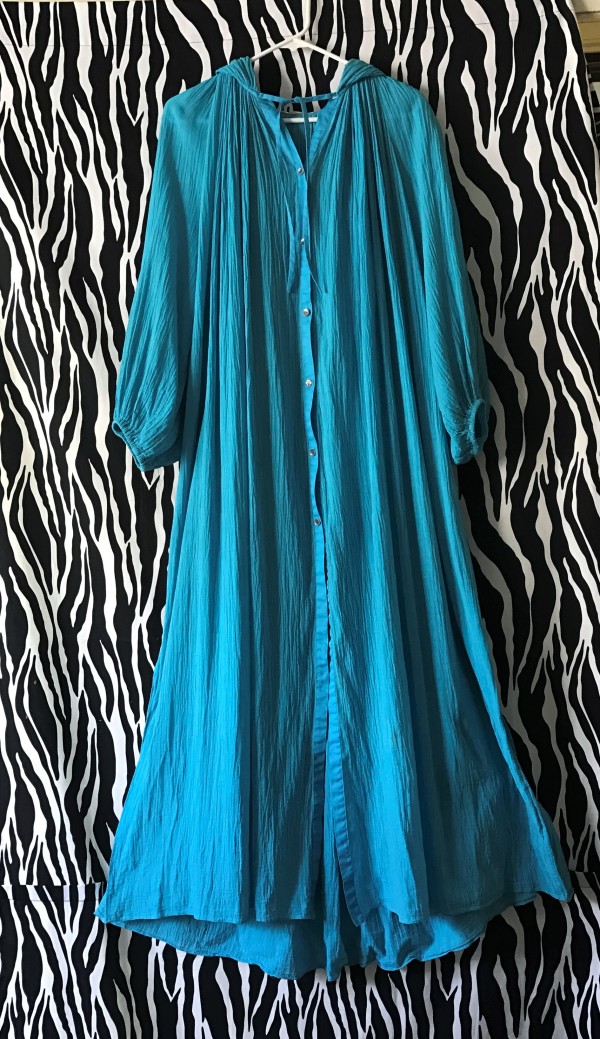 Vintage Beach Coat, Beach Coverup, Turquoise Beach Wrap