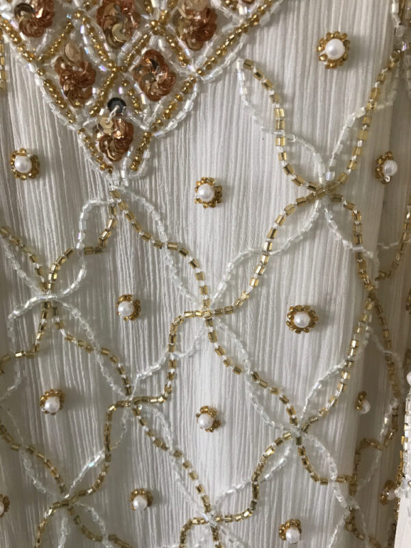 Vintage Evening Gown White and Gold