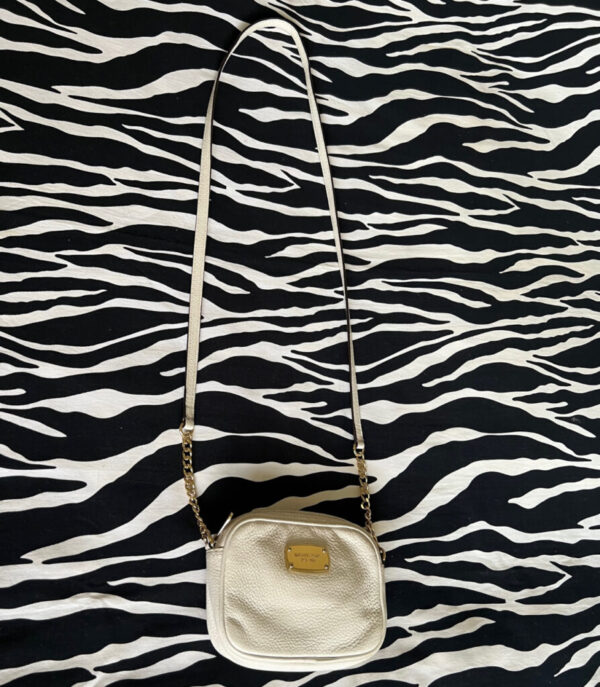 White Leather Michael Kors Crossbody Mini Bag