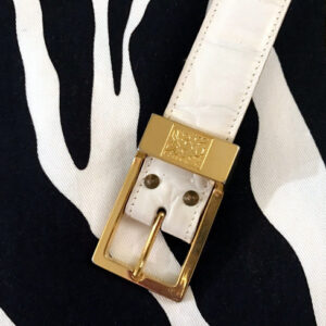 Anne Klein White Vintage Leather Belt, Anne Klein Belt, Leather Belt, Vintage Leather Belt