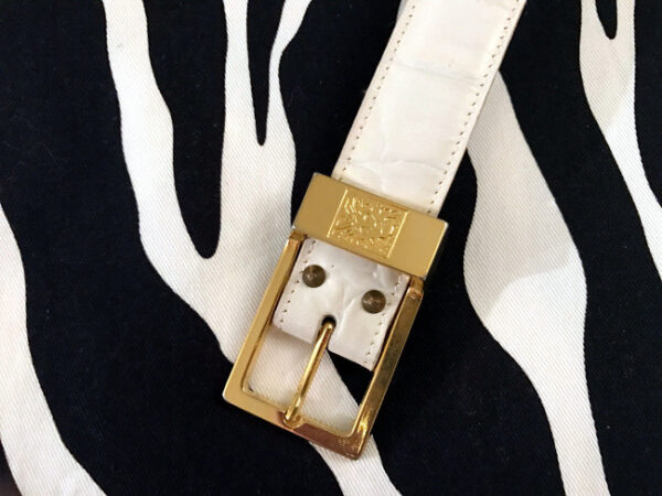 Anne Klein White Vintage Leather Belt, Anne Klein Belt, Leather Belt, Vintage Leather Belt