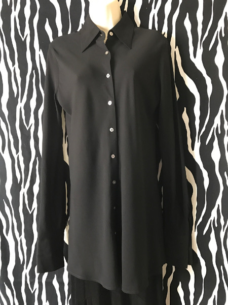 Black Silk DKNY Shirt, Black Silk DKNY Dress, Silk DKNY Tunic, Black DKNY  Shirt, Silk DKNY Shirt - Vintage Designer Clothing