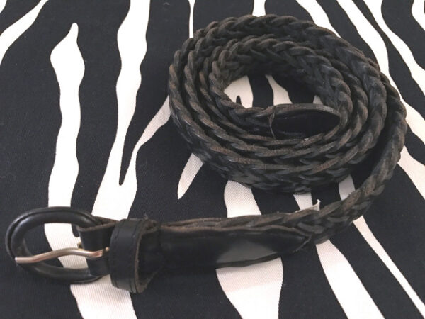 Black Woven Vintage Leather Belt, casual leather belt